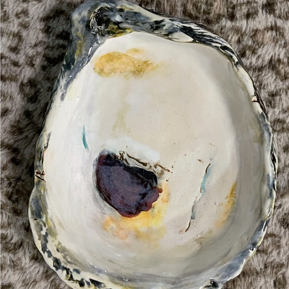 Handcrafted Ceramic Oyster Shell Art Piece